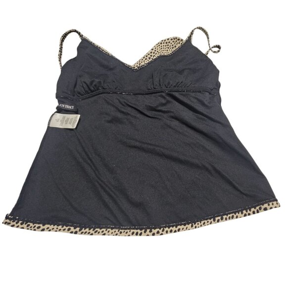 Ellen Tracy Tankini Top Womens Size 8 Black Polka Dot Layered Ruffle Swimwear - Picture 3 of 5
